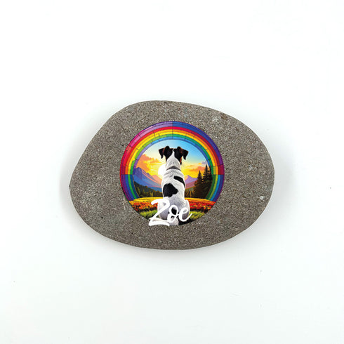 Rainbow Jack Russell Personalised Pebble